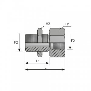 Straight bulkhead adapter male ORFS – female BSPP. (APPMO..FFG)